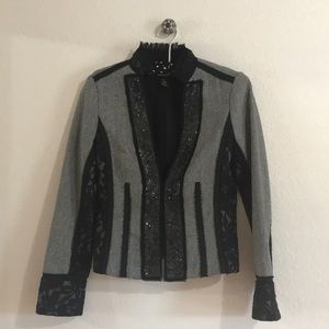 White House Black Market Black Tweed Jacket Size 0